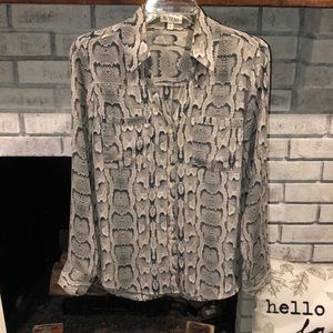 Women’s Express blouse, light pink with black snake print. Medium